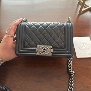 Chanel Black Boy Bag Small Quilted Leather Bag